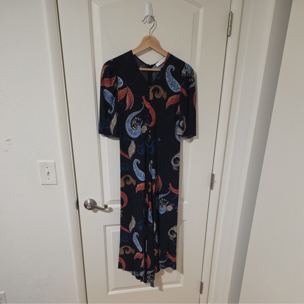 See by Chloe Paisley Print Midi Dress 36 V Neck Short Sleeves S